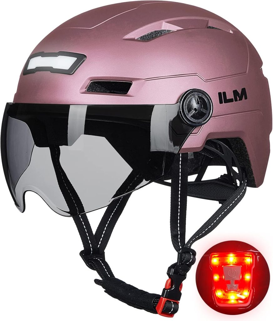 ILM Adult Bike Helmet with USB Rechargeable LED Front and Back Light MountainRoad Bicycle Helmets for Men Women Removable Goggle Cycling Helmet E3-10L ILM Adult Bike Helmet with USB Rechargeable LED Front and Back Light MountainRoad Bicycle Helmets for Men Women Removable Goggle Cycling Helmet E3-10L