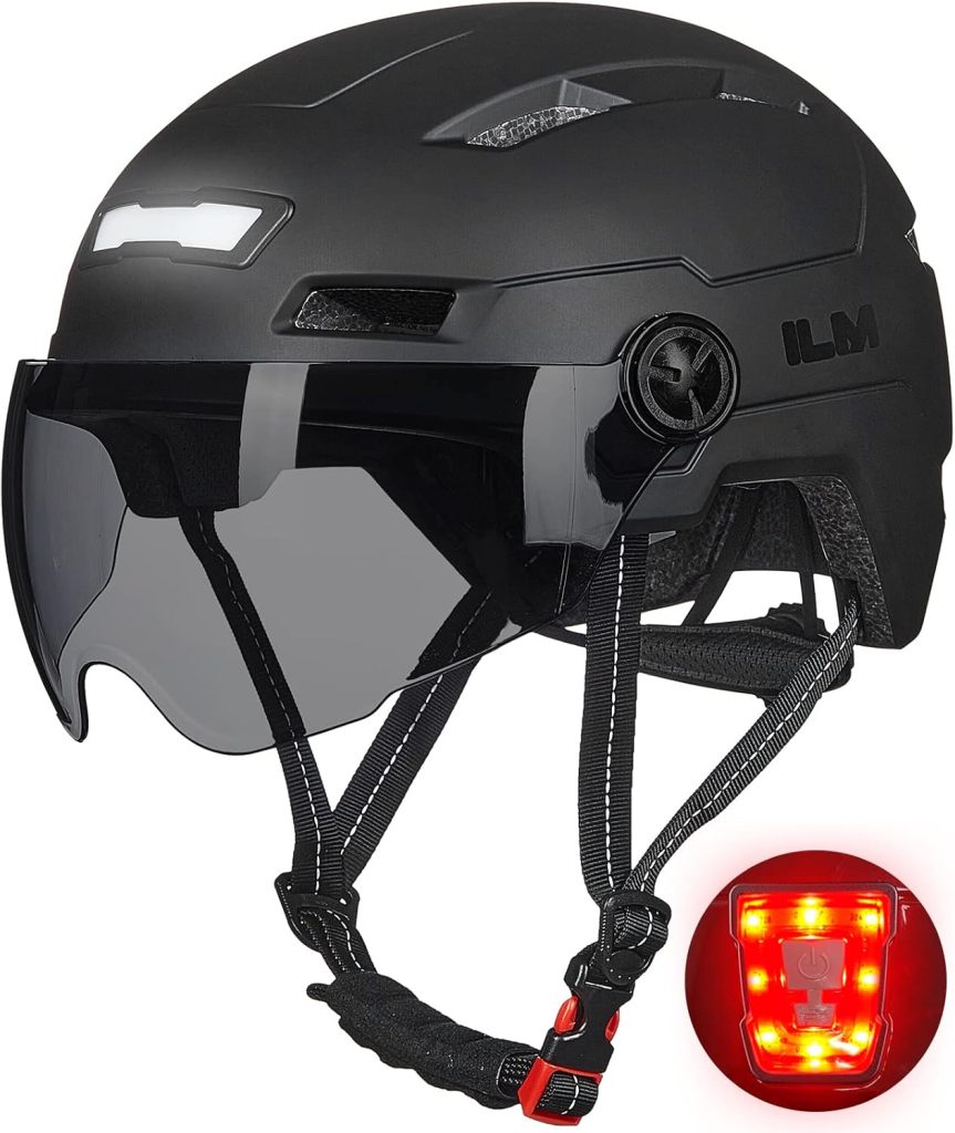 ILM Adult Bike Helmet with USB Rechargeable LED Front and Back Light MountainRoad Bicycle Helmets for Men Women Removable Goggle Cycling Helmet E3-10L ILM Adult Bike Helmet with USB Rechargeable LED Front and Back Light MountainRoad Bicycle Helmets for Men Women Removable Goggle Cycling Helmet E3-10L