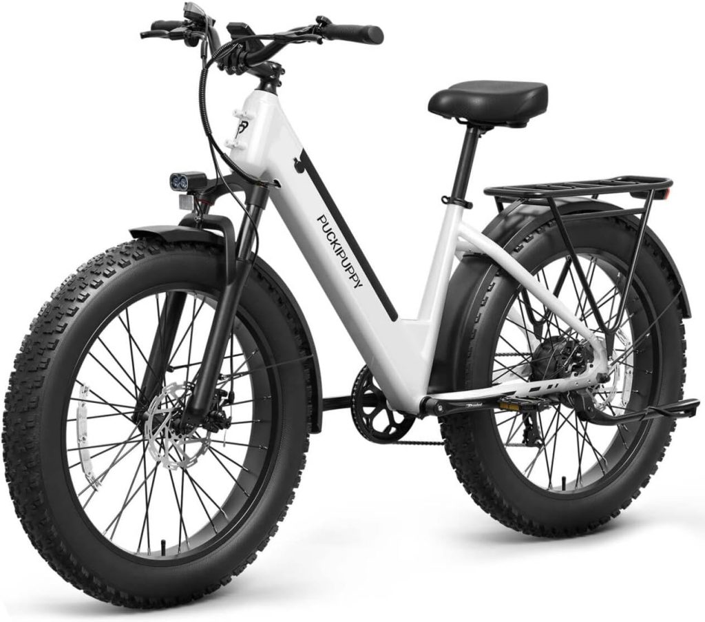 PUCKIPUPPY Electric Bike for Adults 960W Peak, 48V 15AH Removable Battery Electric Bicycle, 28MPH Commuter E-Bike, 7 Speed, Up to 60 Miles,All Terrain 26 Fat Tire Front Suspension, Samoyed PUCKIPUPPY Electric Bike for Adults 960W Peak, 48V 15AH Removable Battery Electric Bicycle, 28MPH Commuter E-Bike, 7 Speed, Up to 60 Miles,All Terrain 26 Fat Tire Front Suspension, Samoyed