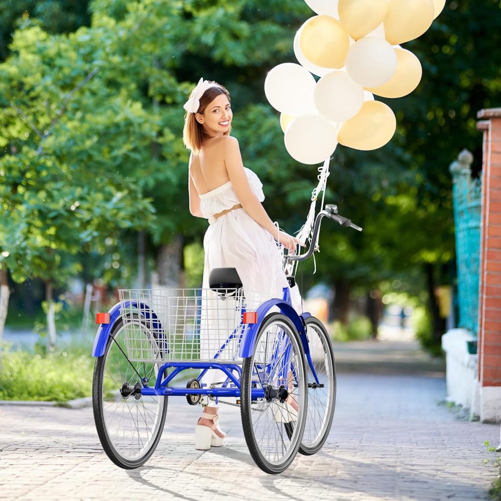Betterland Adult Tricycle, 24 Inch Stable 3-Wheel Trike Bike, Cruise Bicycle with Large Basket for Shopping and City Trike Perfect for Adults(Blue) Betterland Adult Tricycle, 24 Inch Stable 3-Wheel Trike Bike, Cruise Bicycle with Large Basket for Shopping and City Trike Perfect for Adults(Blue)