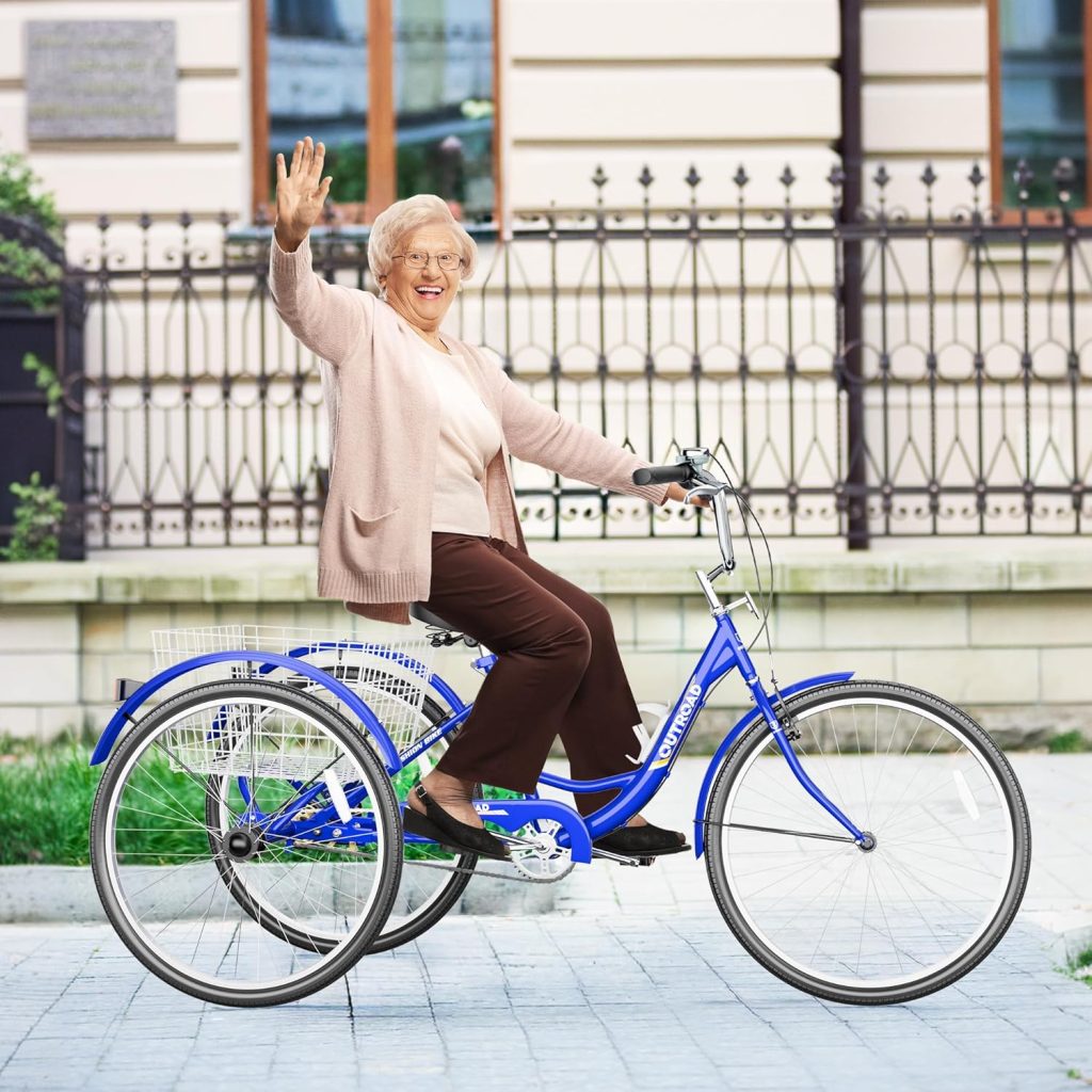 Betterland Adult Tricycle, 24 Inch Stable 3-Wheel Trike Bike, Cruise Bicycle with Large Basket for Shopping and City Trike Perfect for Adults(Blue) Betterland Adult Tricycle, 24 Inch Stable 3-Wheel Trike Bike, Cruise Bicycle with Large Basket for Shopping and City Trike Perfect for Adults(Blue)