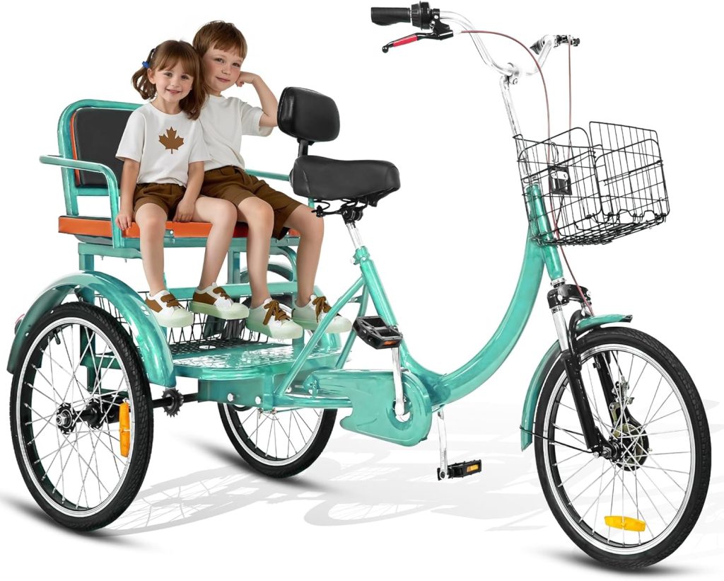 MOOITZ Adult Tricycle, 20 Inch 3-Wheel Bikes, Trike for Adults with Seat, Low Step-Through Cruiser Bike with Front and Rear Baskets, Adult Tricycles for Women, Seniors, Men MOOITZ Adult Tricycle, 20 Inch 3-Wheel Bikes, Trike for Adults with Seat, Low Step-Through Cruiser Bike with Front and Rear Baskets, Adult Tricycles for Women, Seniors, Men