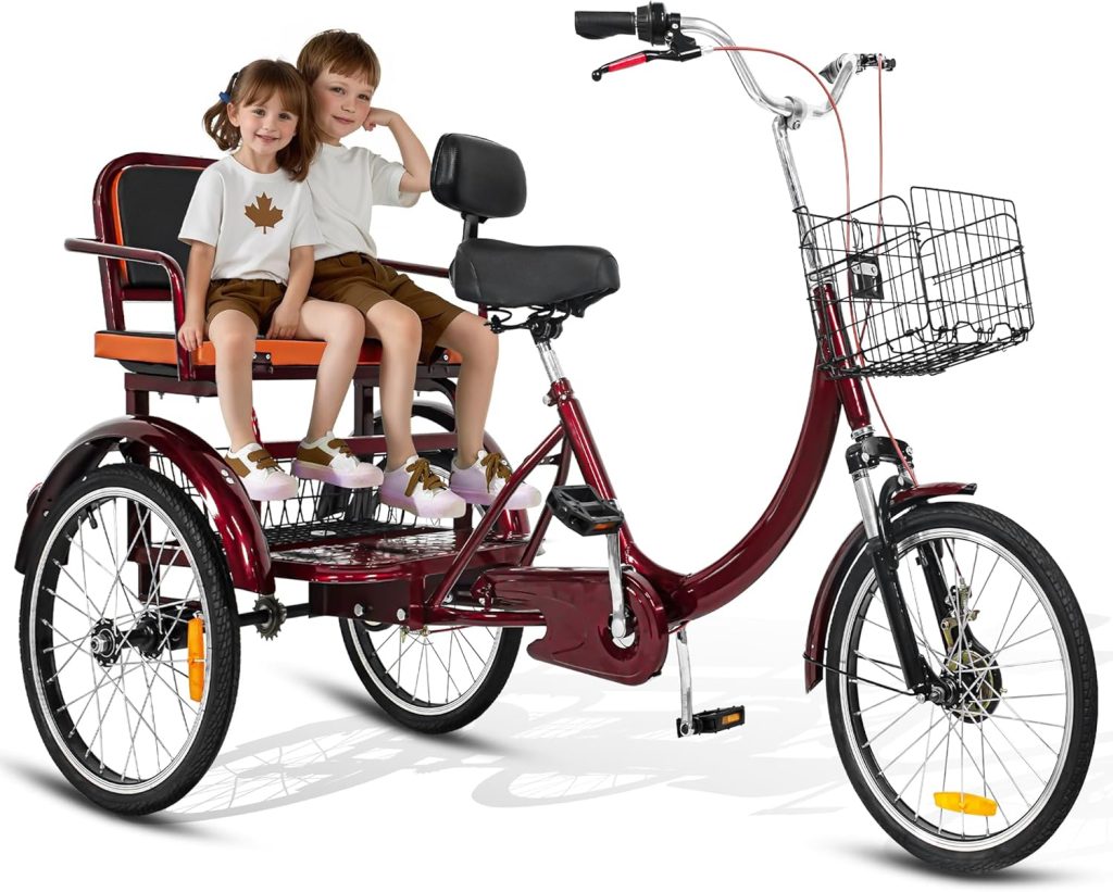 MOOITZ Adult Tricycle, 20 Inch 3-Wheel Bikes, Trike for Adults with Seat, Low Step-Through Cruiser Bike with Front and Rear Baskets, Adult Tricycles for Women, Seniors, Men MOOITZ Adult Tricycle, 20 Inch 3-Wheel Bikes, Trike for Adults with Seat, Low Step-Through Cruiser Bike with Front and Rear Baskets, Adult Tricycles for Women, Seniors, Men