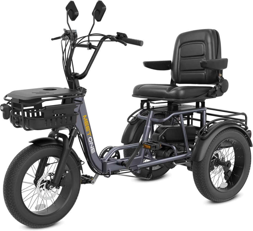 Breeze Pro Folding Electric Tricycle for Adults (with Upgraded Folding Seat), 100Miles Electric Trike, Torque Sensor, Reverse Gear, Rear Differential, 450lbs Load, FR Baskets, Wide Fat Tire Breeze Pro Folding Electric Tricycle for Adults (with Upgraded Folding Seat), 100Miles Electric Trike, Torque Sensor, Reverse Gear, Rear Differential, 450lbs Load, FR Baskets, Wide Fat Tire
