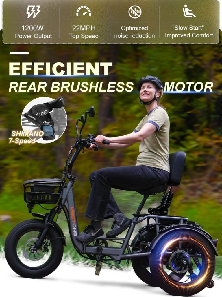 Breeze Pro Folding Electric Tricycle for Adults (with Upgraded Folding Seat), 100Miles Electric Trike, Torque Sensor, Reverse Gear, Rear Differential, 450lbs Load, FR Baskets, Wide Fat Tire Breeze Pro Folding Electric Tricycle for Adults (with Upgraded Folding Seat), 100Miles Electric Trike, Torque Sensor, Reverse Gear, Rear Differential, 450lbs Load, FR Baskets, Wide Fat Tire