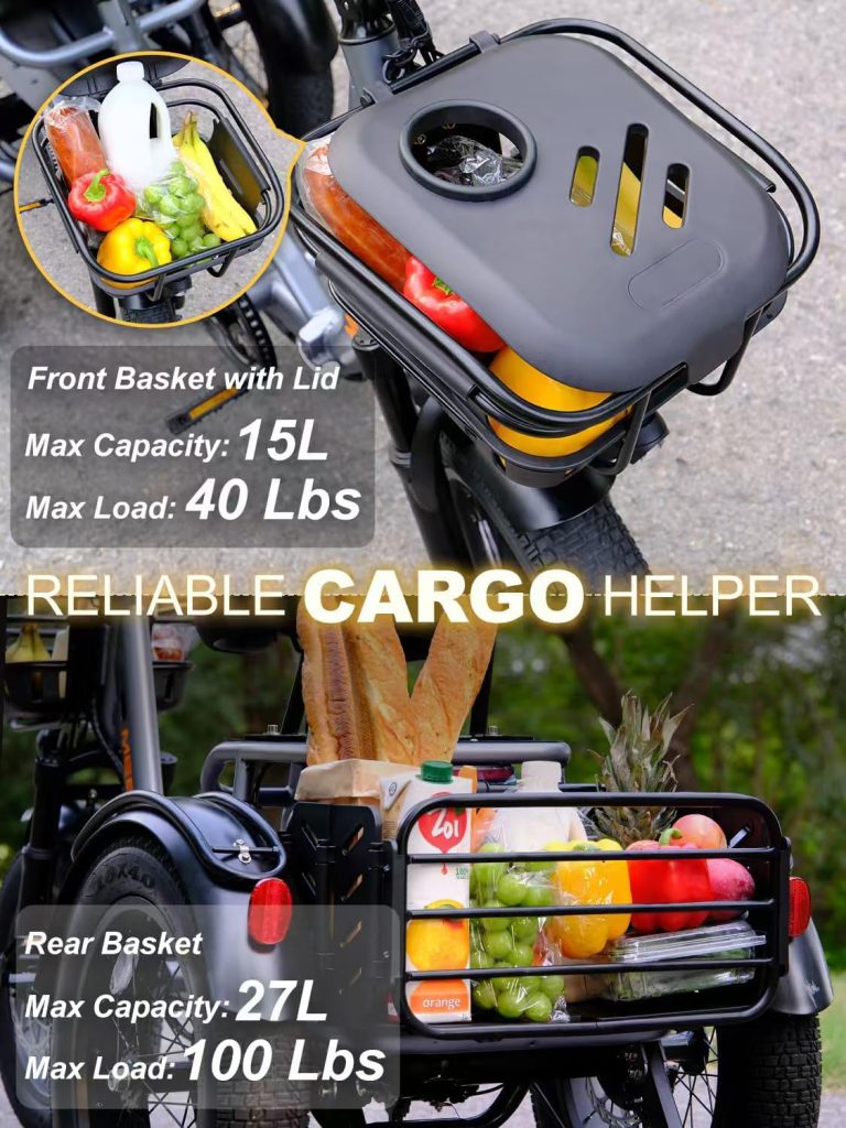 Breeze Pro Folding Electric Tricycle for Adults (with Upgraded Folding Seat), 100Miles Electric Trike, Torque Sensor, Reverse Gear, Rear Differential, 450lbs Load, FR Baskets, Wide Fat Tire Breeze Pro Folding Electric Tricycle for Adults (with Upgraded Folding Seat), 100Miles Electric Trike, Torque Sensor, Reverse Gear, Rear Differential, 450lbs Load, FR Baskets, Wide Fat Tire