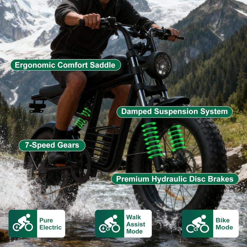 Electric Bike for Adults 1500W Peak Fat Tire All-Terrain E-Bike,60 Miles 25-35MPH Electric Dirt Bike for Road Sand Mountain Snow,48V 18.9AH Battery Powered Electric Motorcycle Electric Bike for Adults 1500W Peak Fat Tire All-Terrain E-Bike,60 Miles 25-35MPH Electric Dirt Bike for Road Sand Mountain Snow,48V 18.9AH Battery Powered Electric Motorcycle