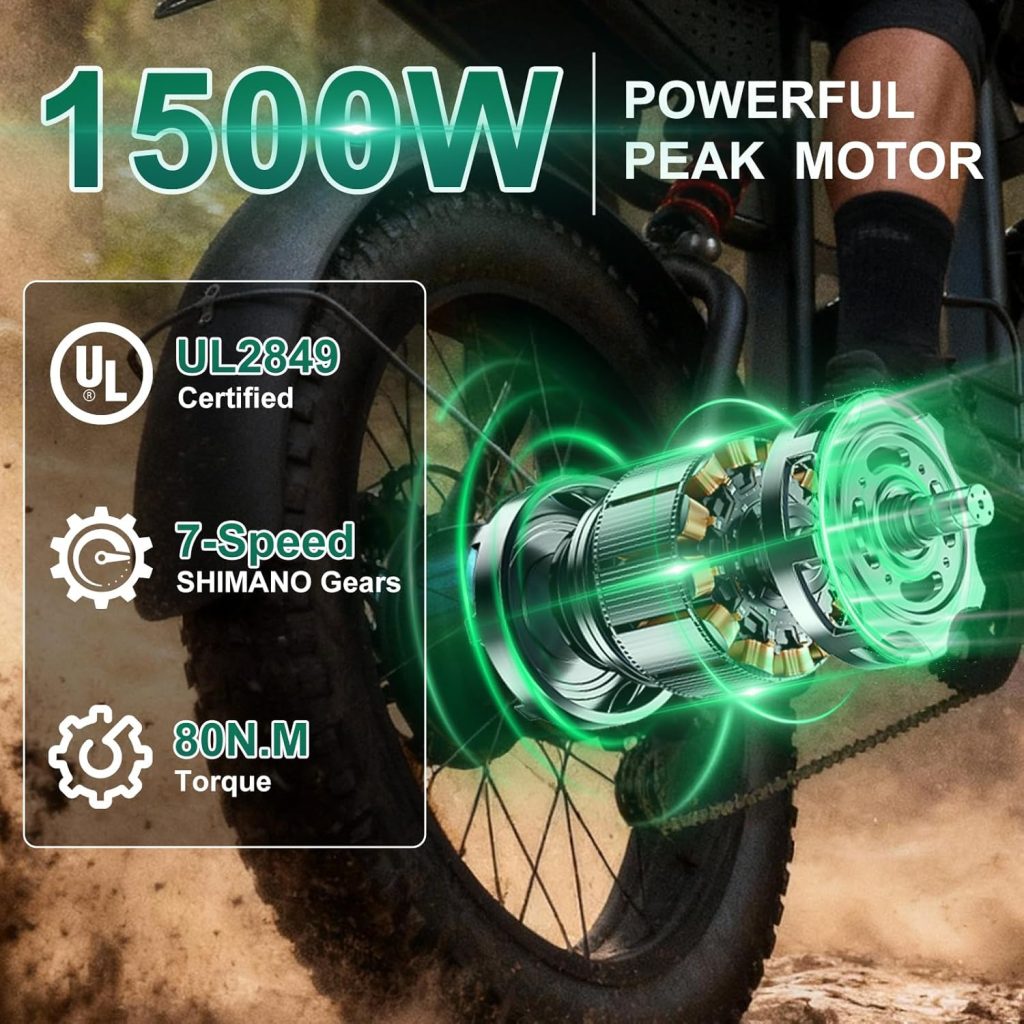 Electric Bike for Adults 1500W Peak Fat Tire All-Terrain E-Bike,60 Miles 25-35MPH Electric Dirt Bike for Road Sand Mountain Snow,48V 18.9AH Battery Powered Electric Motorcycle Electric Bike for Adults 1500W Peak Fat Tire All-Terrain E-Bike,60 Miles 25-35MPH Electric Dirt Bike for Road Sand Mountain Snow,48V 18.9AH Battery Powered Electric Motorcycle
