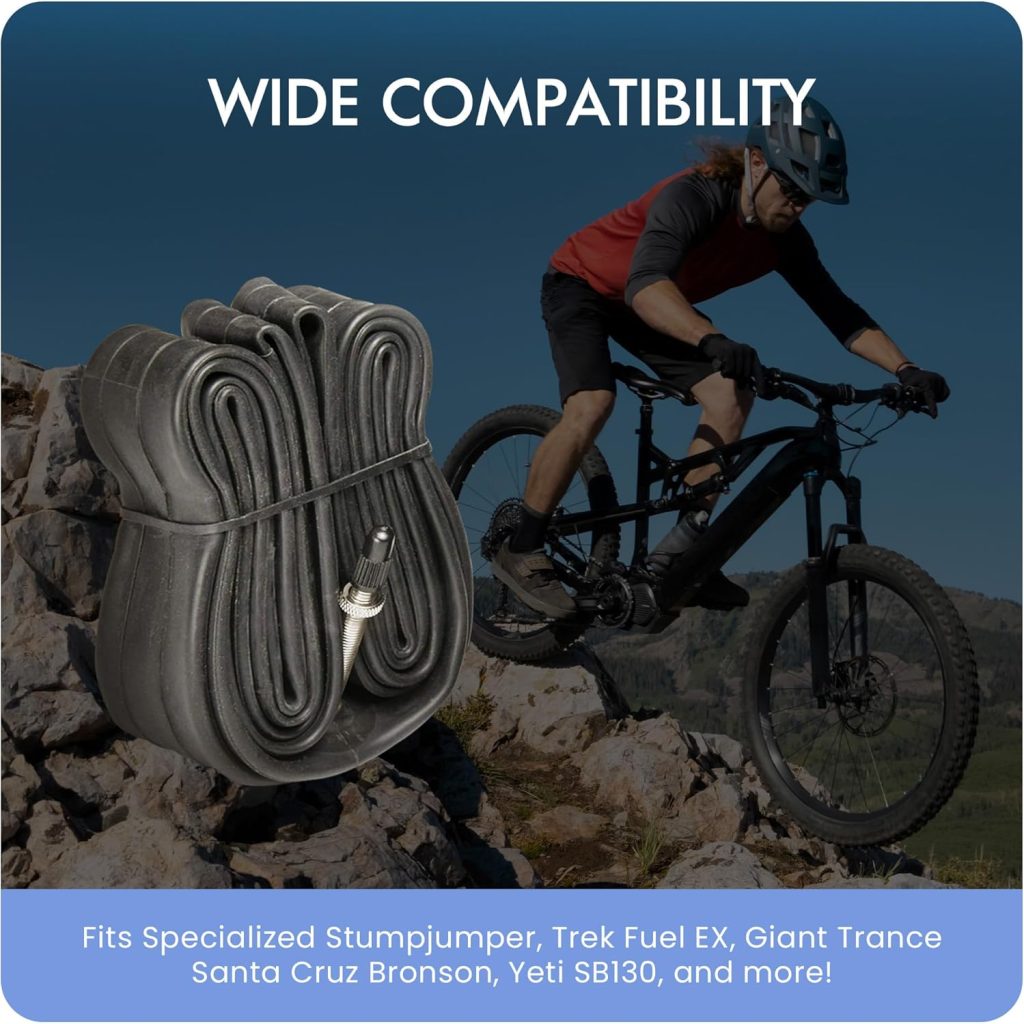 VeloTubes Mountain Bike Inner Tubes - Pack-Select Your Size (26, 27.5, 29), Presta Valve, Mountain Bicycle Tubes VeloTubes Mountain Bike Inner Tubes - Pack-Select Your Size (26, 27.5, 29), Presta Valve, Mountain Bicycle Tubes