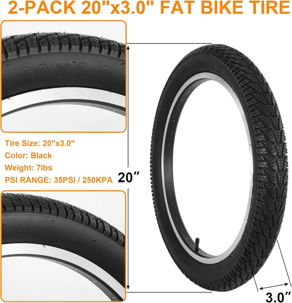 2-Pack 20x3.0 Bike Tires Tubes, Inch Mountain Bike Tire, 20x3 Bike Tire Tube with Tire Levers, Folding Replacement Bicycle Tires for Off-Road Bike and Ebike 2-Pack 20x3.0 Bike Tires Tubes, Inch Mountain Bike Tire, 20x3 Bike Tire Tube with Tire Levers, Folding Replacement Bicycle Tires for Off-Road Bike and Ebike
