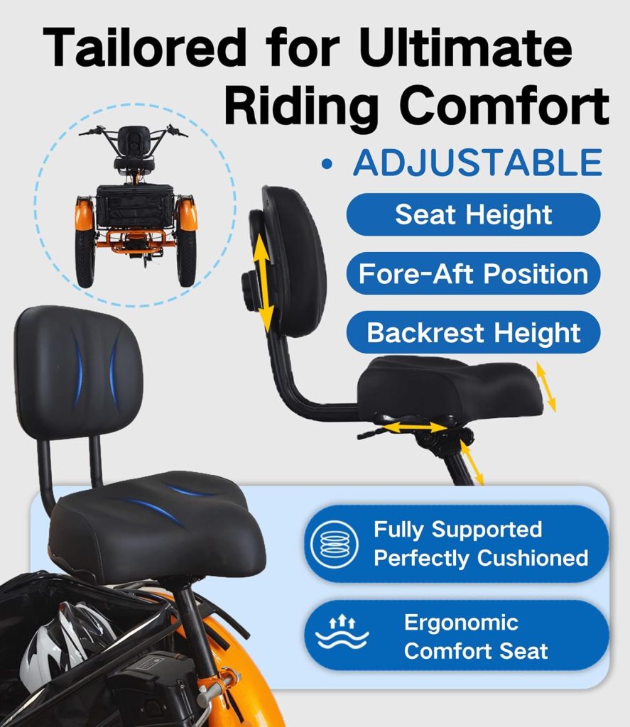Tricycle for Adults, 20x4 Fat Tire Trike,750W(Peak 1700W) 48V 20Ah,3 Wheel Folding Tricycle, 22MPH 75KM Speed Bicycle Tricycle for Adults, 20x4 Fat Tire Trike,750W(Peak 1700W) 48V 20Ah,3 Wheel Folding Tricycle, 22MPH 75KM Speed Bicycle