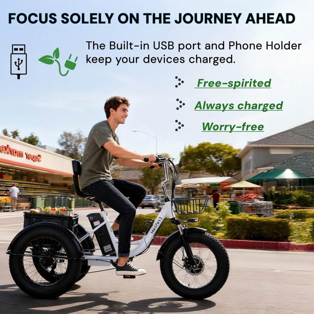 Tricycle for Adults, 20x4 Fat Tire Trike,750W(Peak 1700W) 48V 20Ah,3 Wheel Folding Tricycle, 22MPH 75KM Speed Bicycle Tricycle for Adults, 20x4 Fat Tire Trike,750W(Peak 1700W) 48V 20Ah,3 Wheel Folding Tricycle, 22MPH 75KM Speed Bicycle