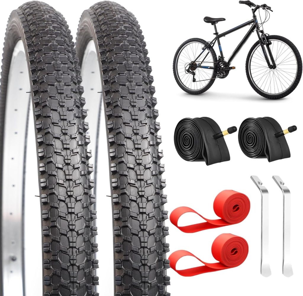 2-Pack Foldable Bike Tire Set (26x1.95 / 26x2.125) - Complete 8-Piece Kit with Inner Tubes, Rim Strips Tire Levers - Universal Replacement for Adult MTB, Beach Cruisers Mountain Bikes 2-Pack Foldable Bike Tire Set (26x1.95 / 26x2.125) - Complete 8-Piece Kit with Inner Tubes, Rim Strips Tire Levers - Universal Replacement for Adult MTB, Beach Cruisers Mountain Bikes