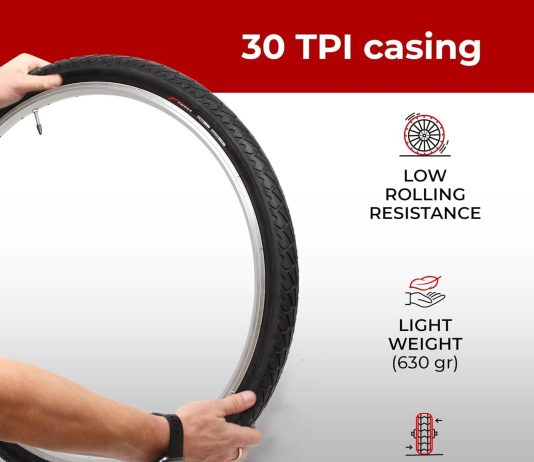 Fincci Pair 26×1.95 Bike Tire with 26 Inch Bike Tube – Slick City 26 inch Bike Tires – 50-559 Black Foldable Mountain Bike Tires with Kevlar for Electric, Trainer, Road Bikes, MTB Accessories