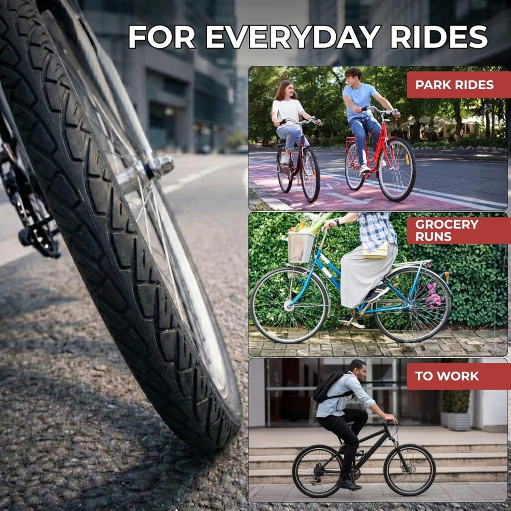 Fincci Pair 26x1.95 Bike Tire with Inch Bike Tube - Slick City inch Bike Tires - 50-559 Black Foldable Mountain Bike Tires with Kevlar for Electric, Trainer, Road Bikes, MTB Accessories Fincci Pair 26x1.95 Bike Tire with Inch Bike Tube - Slick City inch Bike Tires - 50-559 Black Foldable Mountain Bike Tires with Kevlar for Electric, Trainer, Road Bikes, MTB Accessories