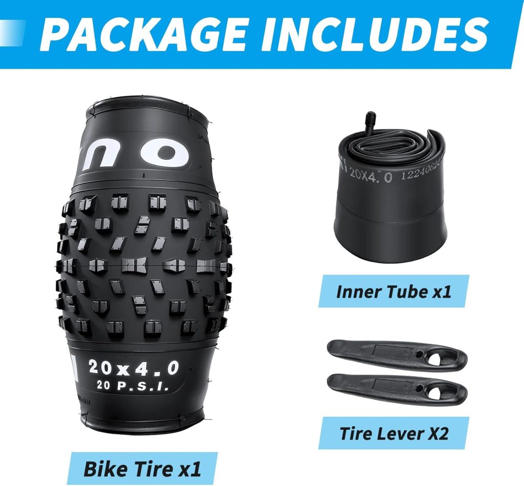 OUXI 20x4.0 Fat Tire Tube, Puncture Resistant Folding MTB Replacement Tire, 20x4.0 Fat Tyre for MTB and Ebikes, All-Terrain Directional Tread Bicycle Tires and Tubes OUXI 20x4.0 Fat Tire Tube, Puncture Resistant Folding MTB Replacement Tire, 20x4.0 Fat Tyre for MTB and Ebikes, All-Terrain Directional Tread Bicycle Tires and Tubes