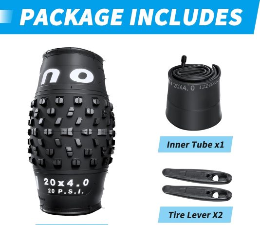 OUXI 20×4.0 Fat Tire Tube, Puncture Resistant Folding MTB Replacement Tire, 20×4.0 Fat Tyre for MTB and Ebikes, All-Terrain Directional Tread Bicycle Tires and Tubes