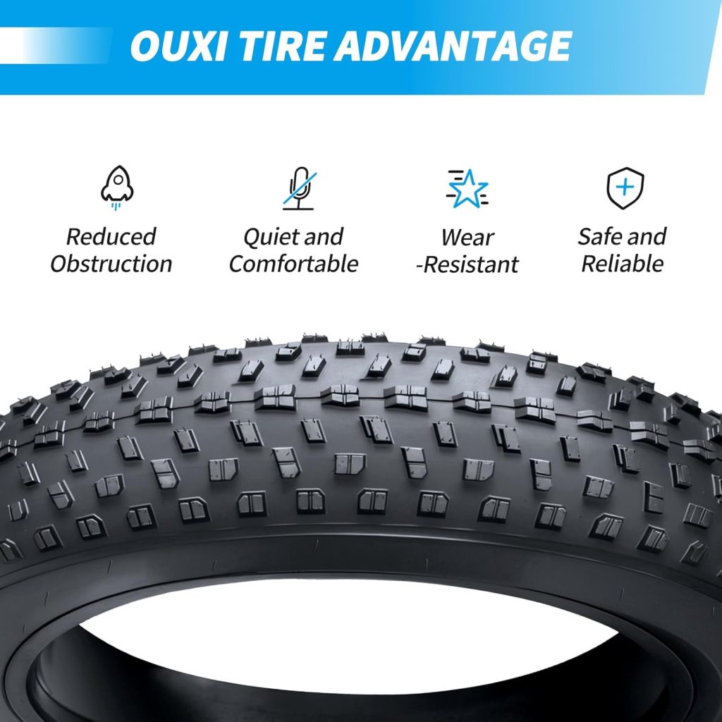 OUXI 20x4.0 Fat Tire Tube, Puncture Resistant Folding MTB Replacement Tire, 20x4.0 Fat Tyre for MTB and Ebikes, All-Terrain Directional Tread Bicycle Tires and Tubes OUXI 20x4.0 Fat Tire Tube, Puncture Resistant Folding MTB Replacement Tire, 20x4.0 Fat Tyre for MTB and Ebikes, All-Terrain Directional Tread Bicycle Tires and Tubes