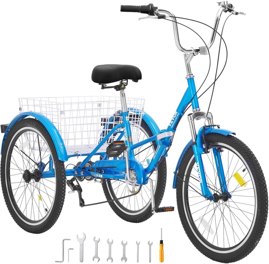 VEVOR Folding Adult Tricycle,Adult Folding Trikes, Wheel Cruiser Bike with Large Basket Adjustable Seat, Shopping Picnic Foldable Tricycles for Women, Men, Seniors VEVOR Folding Adult Tricycle,Adult Folding Trikes, Wheel Cruiser Bike with Large Basket Adjustable Seat, Shopping Picnic Foldable Tricycles for Women, Men, Seniors