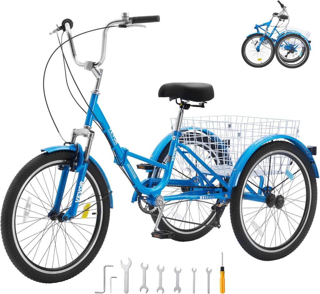VEVOR Folding Adult Tricycle,Adult Folding Trikes, Wheel Cruiser Bike with Large Basket Adjustable Seat, Shopping Picnic Foldable Tricycles for Women, Men, Seniors VEVOR Folding Adult Tricycle,Adult Folding Trikes, Wheel Cruiser Bike with Large Basket Adjustable Seat, Shopping Picnic Foldable Tricycles for Women, Men, Seniors