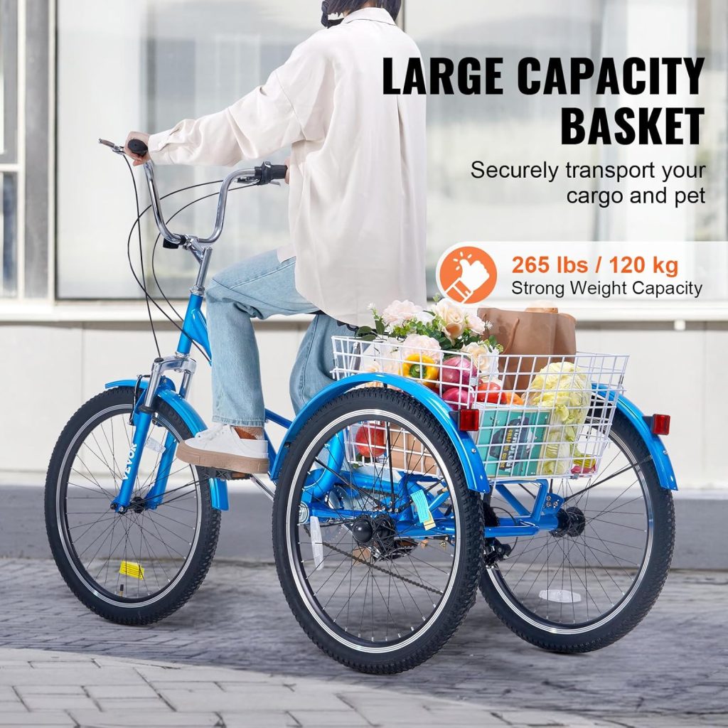 VEVOR Folding Adult Tricycle,Adult Folding Trikes, Wheel Cruiser Bike with Large Basket Adjustable Seat, Shopping Picnic Foldable Tricycles for Women, Men, Seniors VEVOR Folding Adult Tricycle,Adult Folding Trikes, Wheel Cruiser Bike with Large Basket Adjustable Seat, Shopping Picnic Foldable Tricycles for Women, Men, Seniors