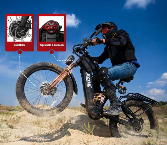 EcoE 8OOOW Dual Motor Electric Bike for Adults 5OMPH 60V32A, 26×4 Fat Tire All Terrain Ebikes, Full Suspension E Bike, 7-Speed Gear Electric Bicycle
