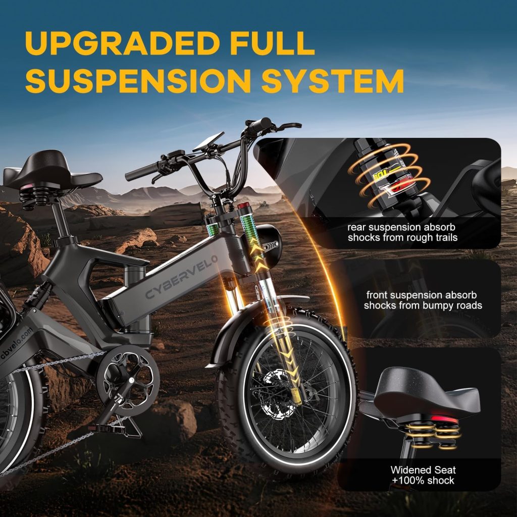 Cybervelo 1000W(Peak 1500W) Folding Electric Bike for Adults,Up to 130Miles,48V 40Ah Removable Battery,20" x 4.0 Fat Tire Foldable Electric Bicycle,8-Speed Electric Mountain E-Bike,Commuter Ebikes review - Electric bike Cybervelo 1000W(Peak 1500W) Folding Electric Bike for Adults,Up to 130Miles,48V 40Ah Removable Battery,20" x 4.0 Fat Tire Foldable Electric Bicycle,8-Speed Electric Mountain E-Bike,Commuter Ebikes review