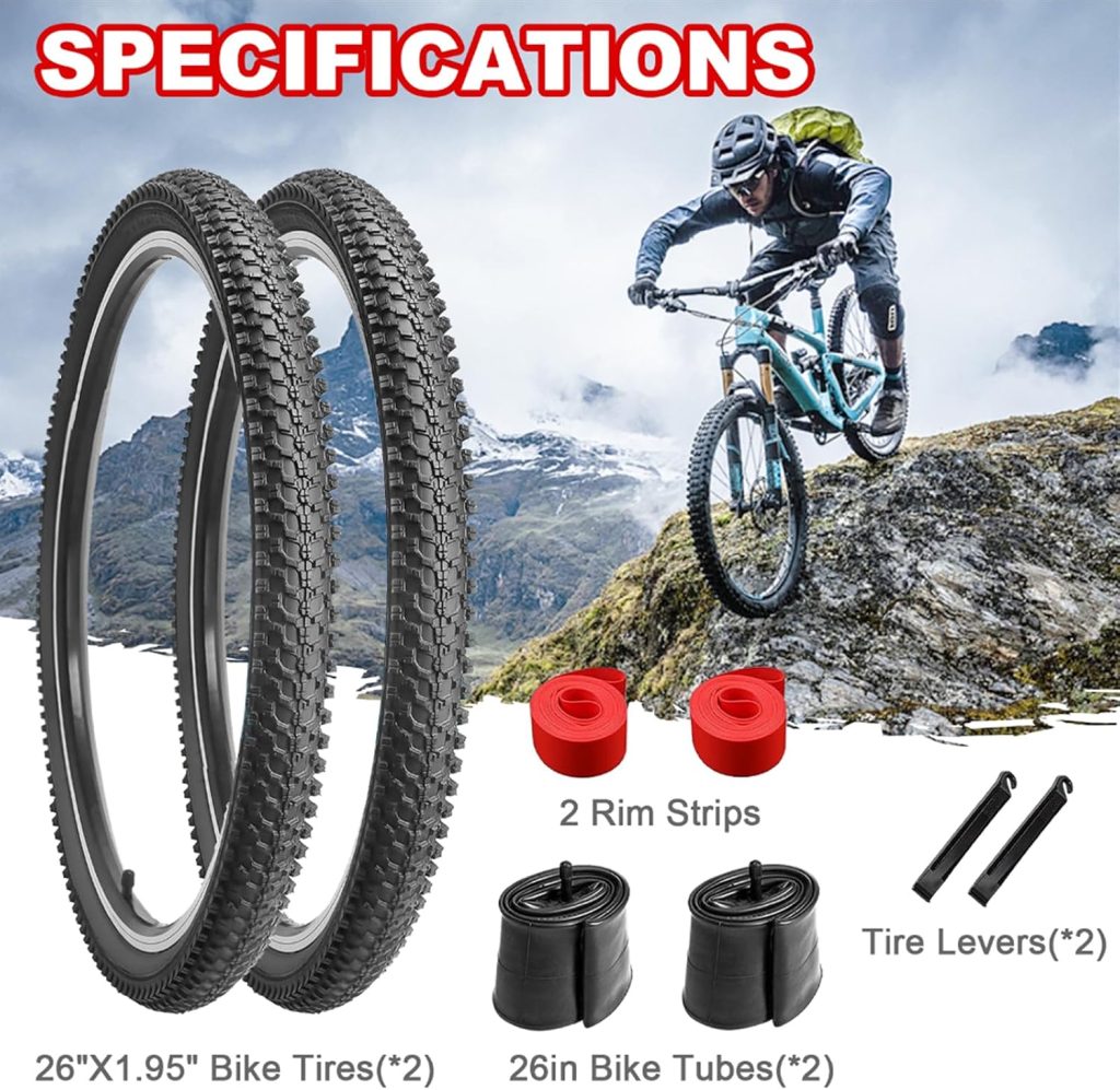 2-Pack 26x1.95/24x1.95/20x2.125 Inch Mountain Bike Tires, Off-Road Bicycle Replacement Folding MTB Tires Set, Schrader Valve Bike Tubes, Bicycle Tire Levers and Tire Liners review - Bike Accessories 2-Pack 26x1.95/24x1.95/20x2.125 Inch Mountain Bike Tires, Off-Road Bicycle Replacement Folding MTB Tires Set, Schrader Valve Bike Tubes, Bicycle Tire Levers and Tire Liners review