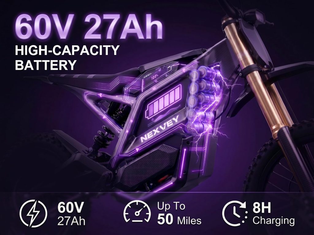 NEXVEY FLASH PRO Electric Dirt Bike for Adults, 5000W Peak Mid-Drive Motor Electric Motorcycle with Wheelie Assist, 55 MPH 50 Miles 60V 27Ah, 17/14" Tires All-Terrain Off-Road E-Bike review - Electric bike NEXVEY FLASH PRO Electric Dirt Bike for Adults, 5000W Peak Mid-Drive Motor Electric Motorcycle with Wheelie Assist, MPH Miles 60V 27Ah,/14" Tires All-Terrain Off-Road E-Bike review